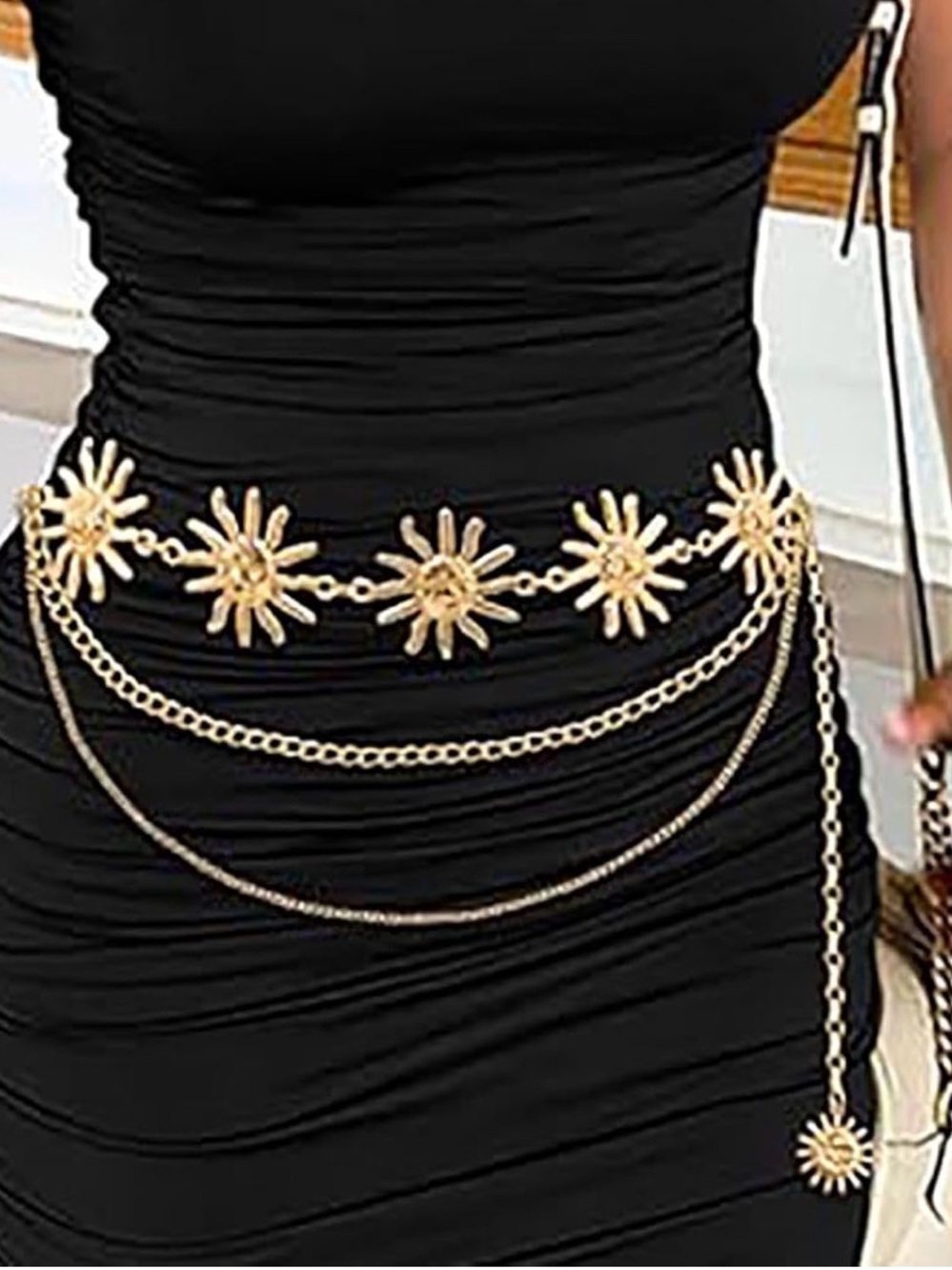 Gold Sun Waist chain belt - Picture 3 of 10